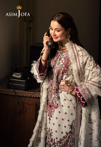 Asim Jofa Dhanak 3PC Embroidered Shirt With Digital Printed Shawl - 693