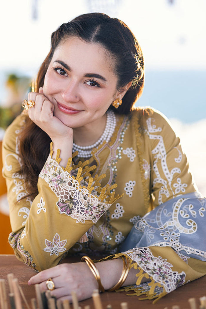 Dhanak-3PC Embroidered Shirt with Organza Embroidered Dupatta- 3145