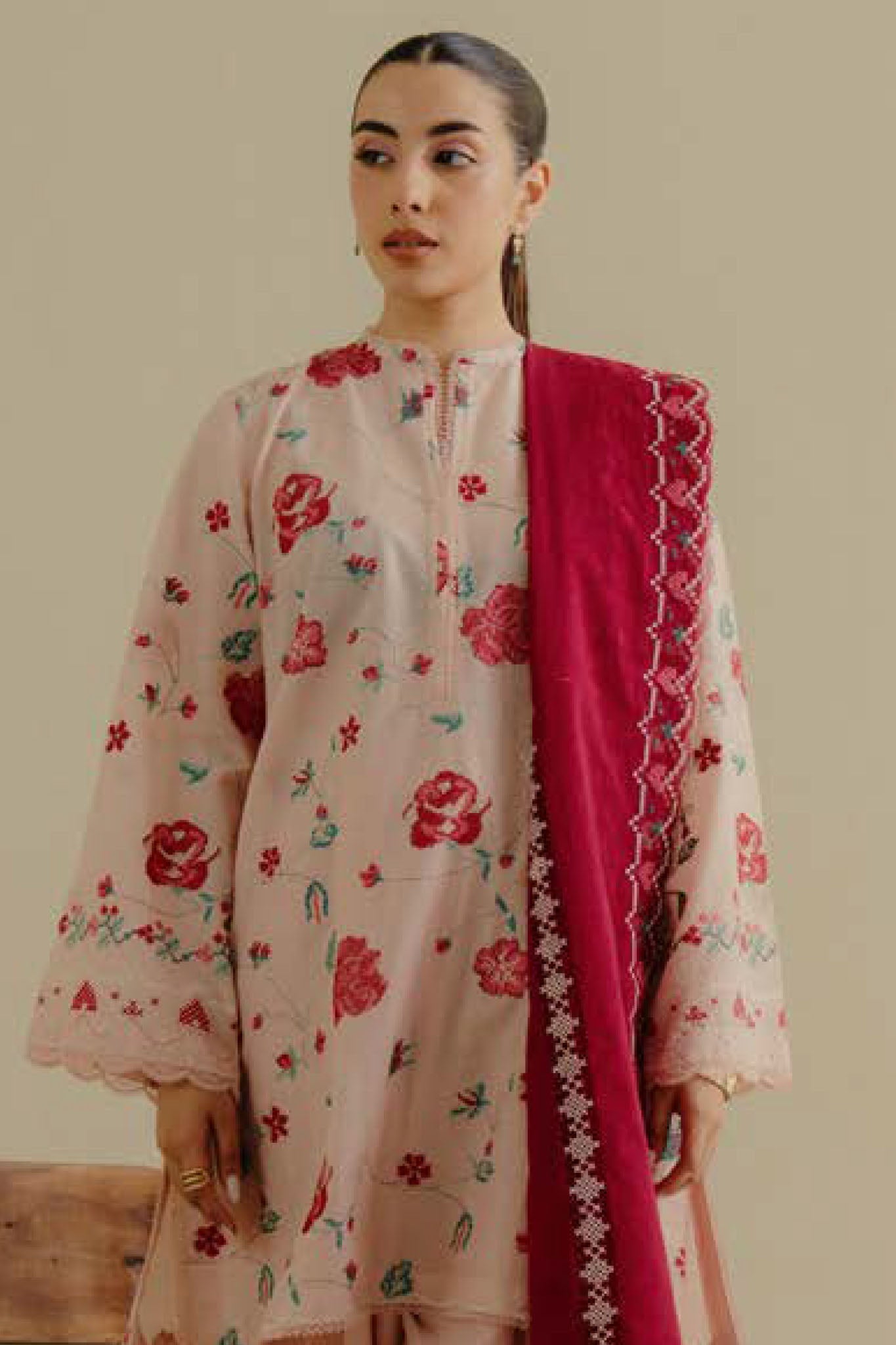 Lawn-3PC Embroidered Shirt with Lawn Embroidered Dupatta-1393