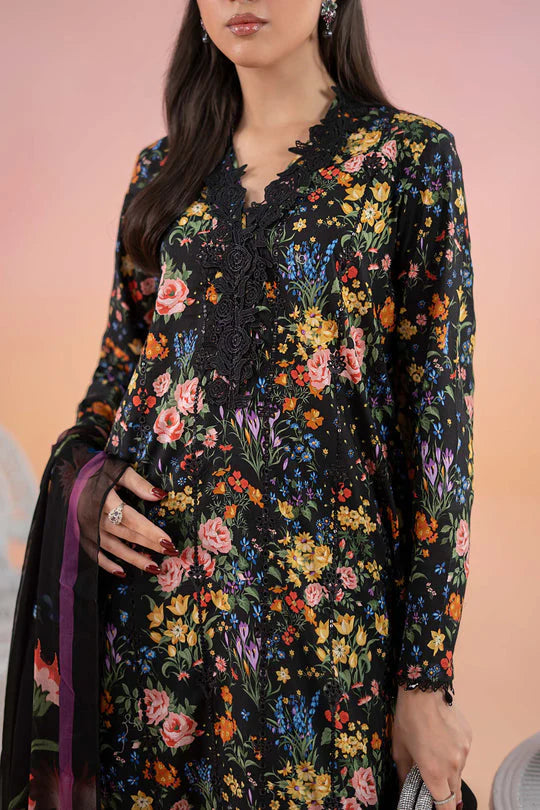 Karandi-3PC Embroidered Shirt with Karandi Printed Dupatta -3434