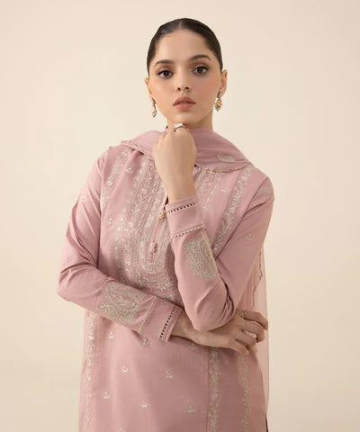 SAPPHIRE 3PC Linen Embroidered With Chiffon Embroidered Dupatta-1310