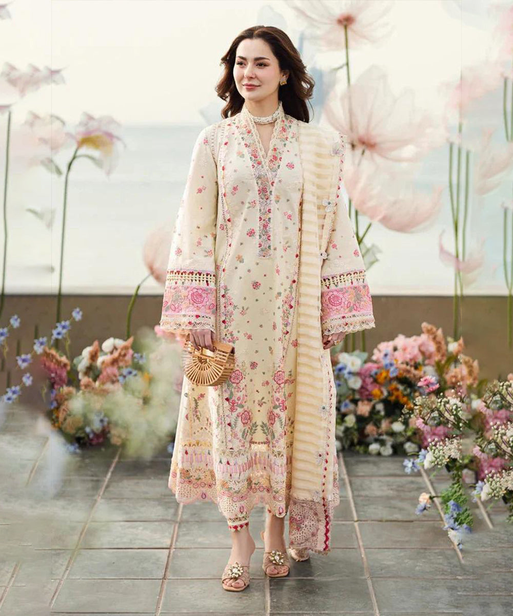 Lawn-3PC Embroidered Shirt with Organza Embroidered Dupatta-1273