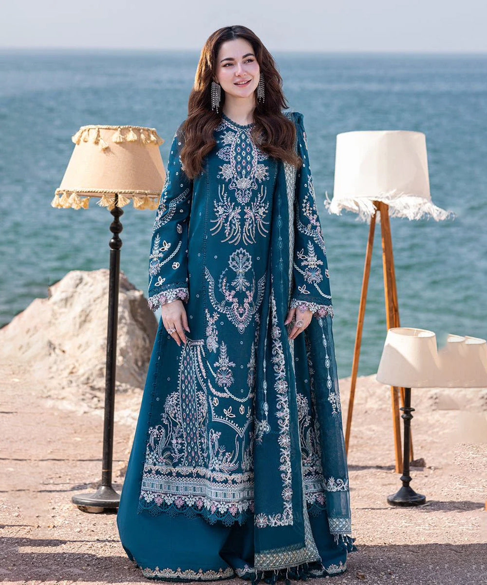 Lawn-3PC Embroidered Shirt with Organza Embroidered Dupatta-1413