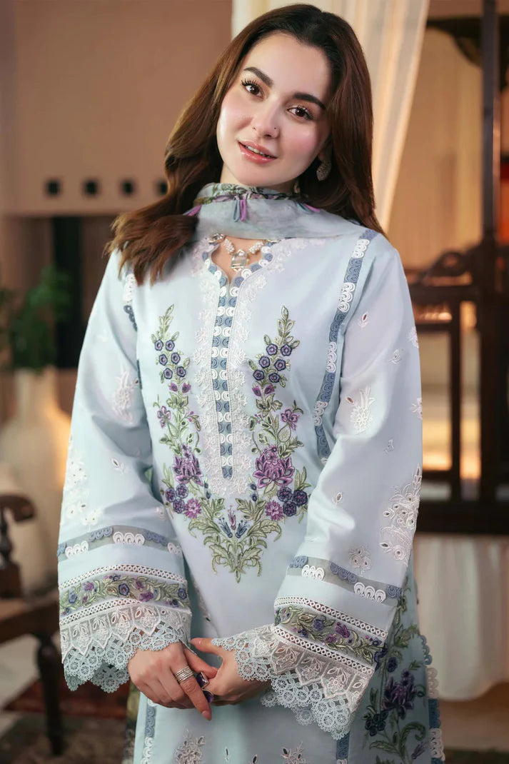 Dhanak-3PC Embroidered Shirt with Digital Printed Wool Shawl-3313