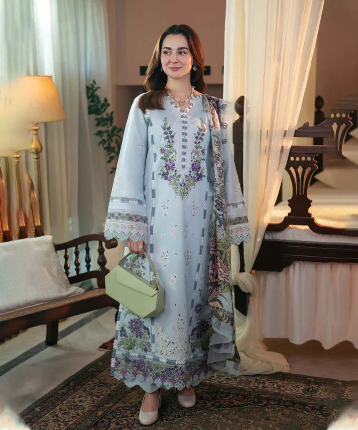 Dhanak-3PC Embroidered Shirt with Digital Printed Wool Shawl-3313