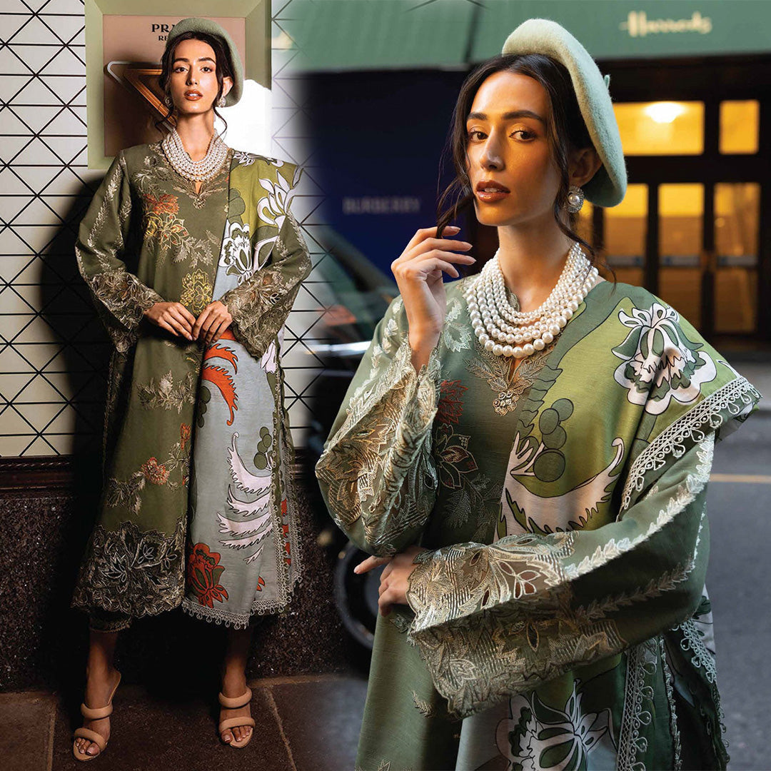 MUSHQ Dhanak 3PC Embroidered With Digital Printed Wool Shawl-103