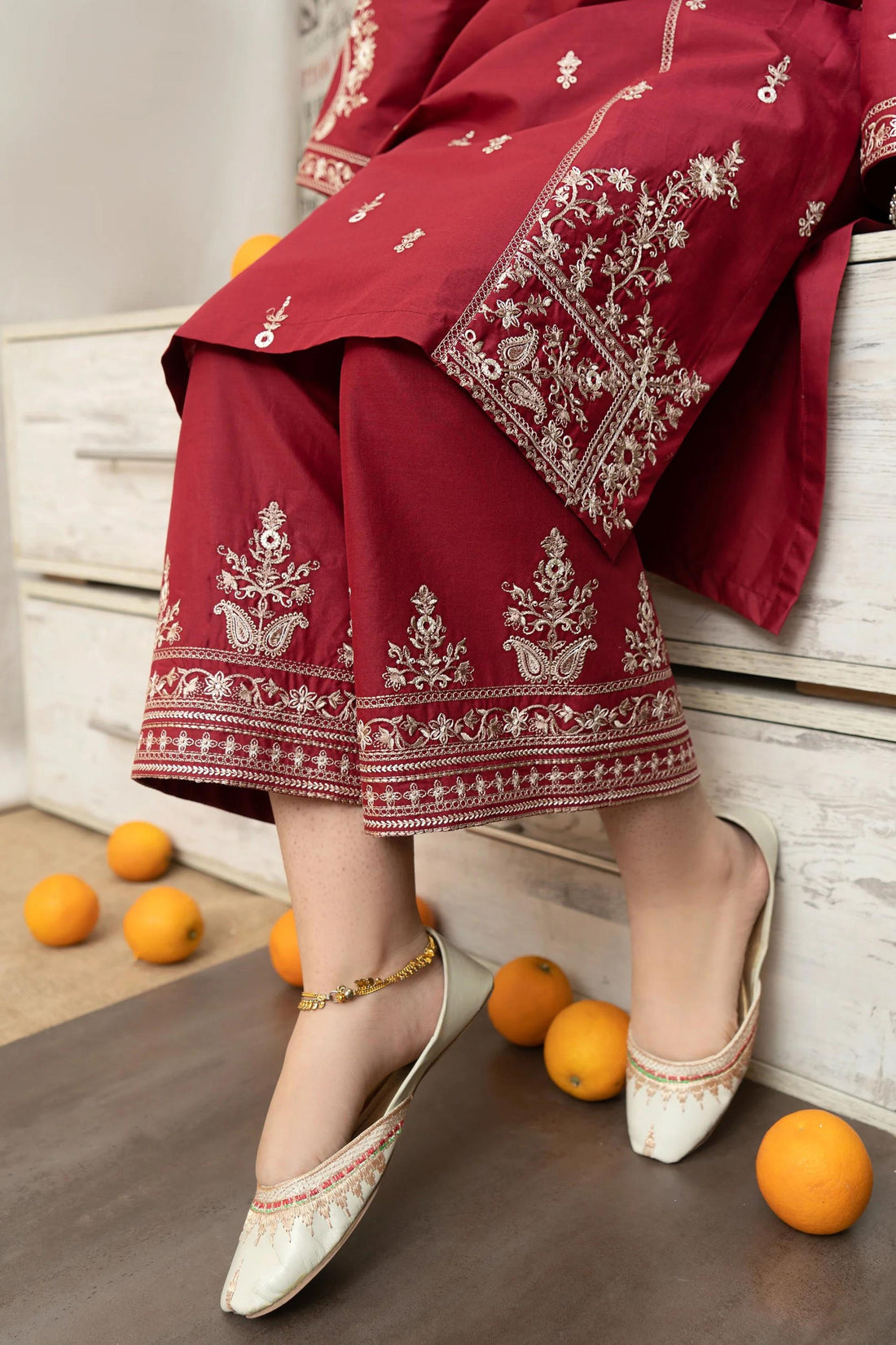 URGE - 3PC Dhanak EMBROIDERED SHIRT WITH DIAMOND PRINTED DUPATTA AND EMBROIDERED TROUSER - 436
