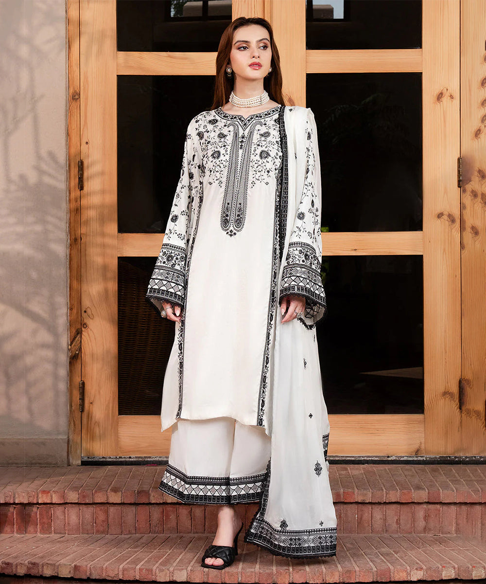 Faiza Faisal Dhanak 3PC Embroidered With Dhanak Embroidered Shawl-261