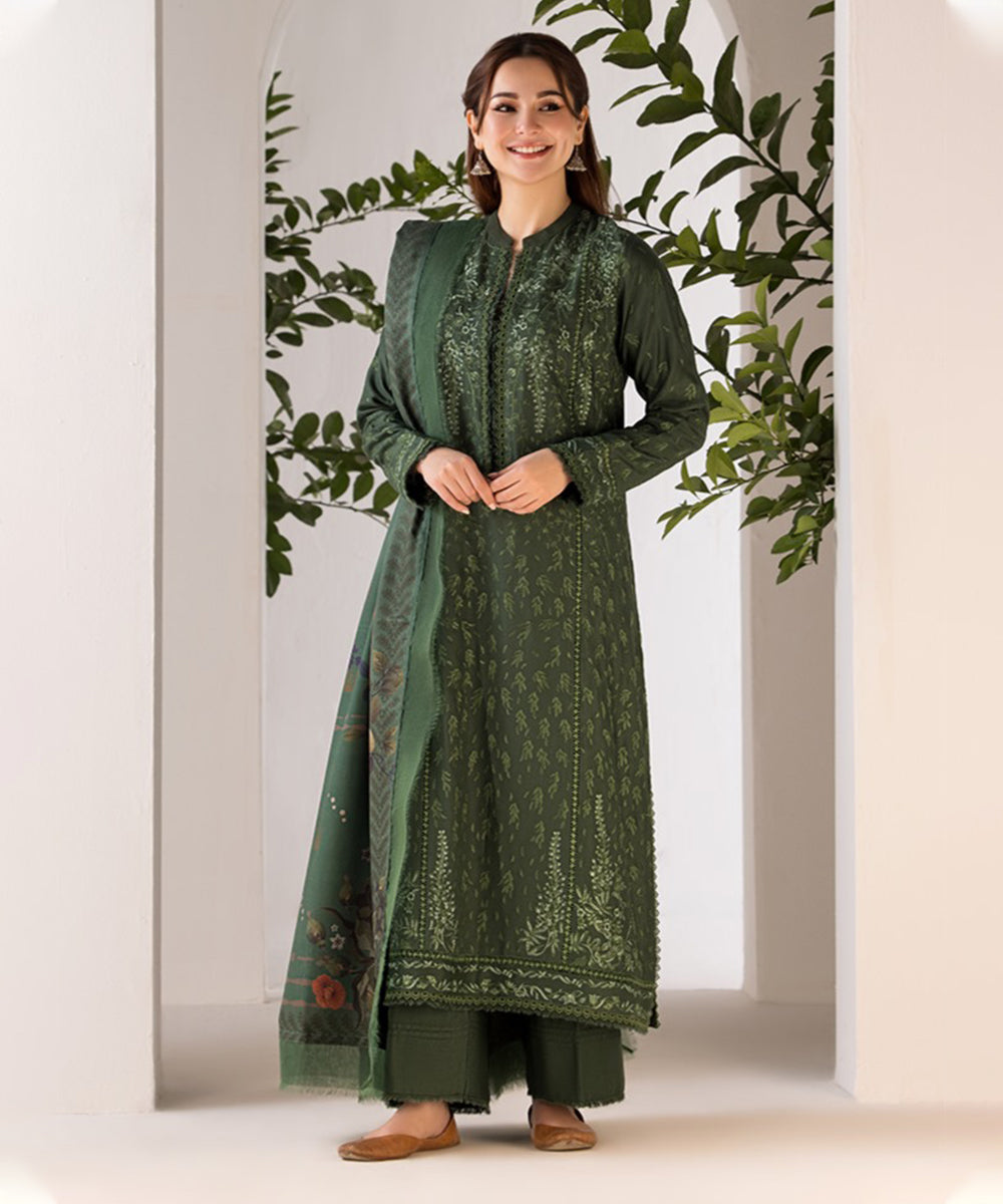 Lawn-3PC Embroidered Shirt with Digital Printed Jacquard Dupatta - 1113
