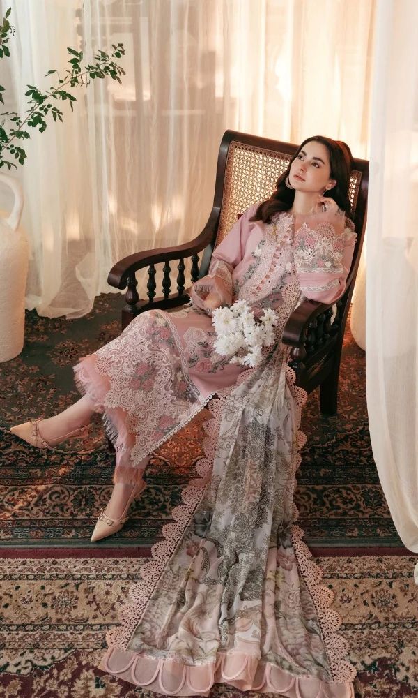 Lawn-3PC Embroidered Shirt with Digital Printed Jacquard Dupatta- 1377