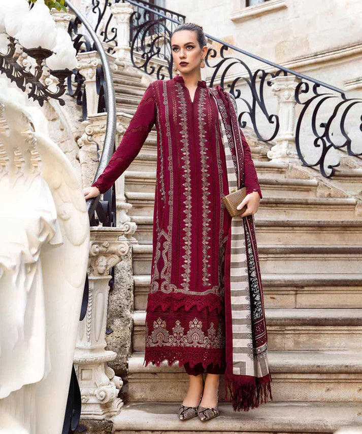 Dhanak-3PC Embroidered Shirt with Digital Printed Wool Shawl -3427