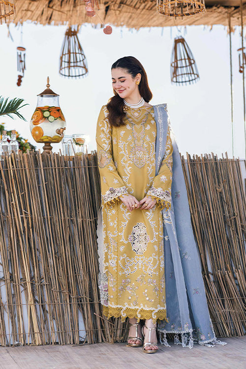 Lawn-3PC Embroidered Shirt with Organza Embroidered Dupatta-1356