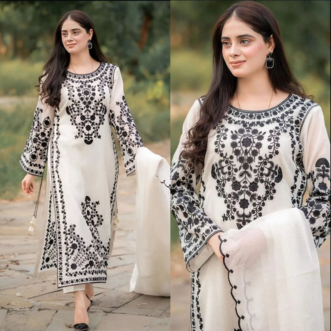 Jazmin Dhanak 3PC Embroidered With Dhanak Embroidered Shawl-105
