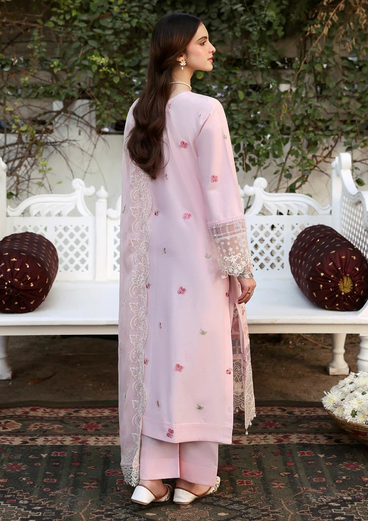 Lawn-3PC Embroidered Shirt with Organza Embroidered Dupatta- 1367