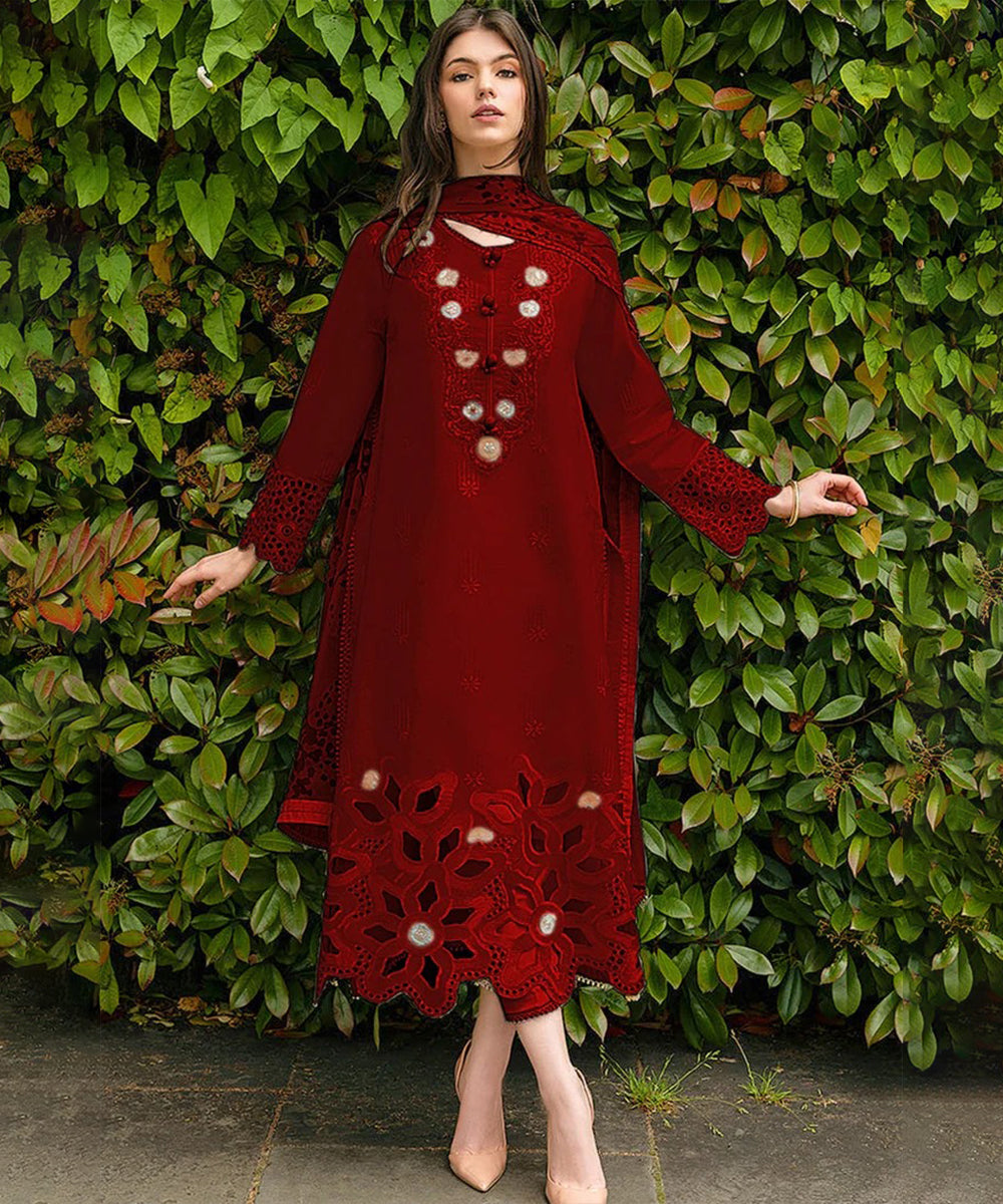 Lawn-3PC Embroidered Shirt with Digital Printed Jacquard Dupatta- 1126