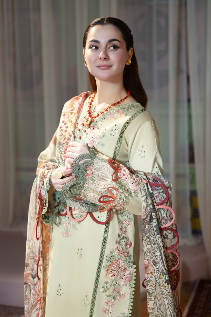 Lawn-3PC Embroidered Shirt with Digital Printed Jacquard Dupatta-1428