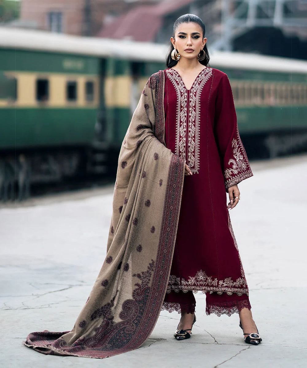 IZEL Dhanak 3PC Embroidered With Digital Printed Wool Shawl-258 Rs.5,199.00