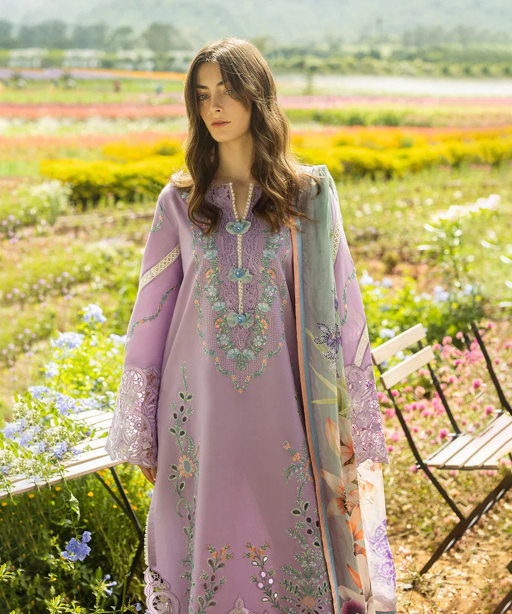 Lawn-3PC Embroidered Shirt with Digital Printed Jacquard Dupatta-1416