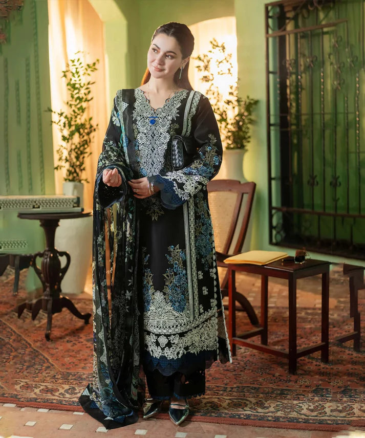 Dhanak-3PC Embroidered Shirt with Digital Printed Wool Shawl - 3467