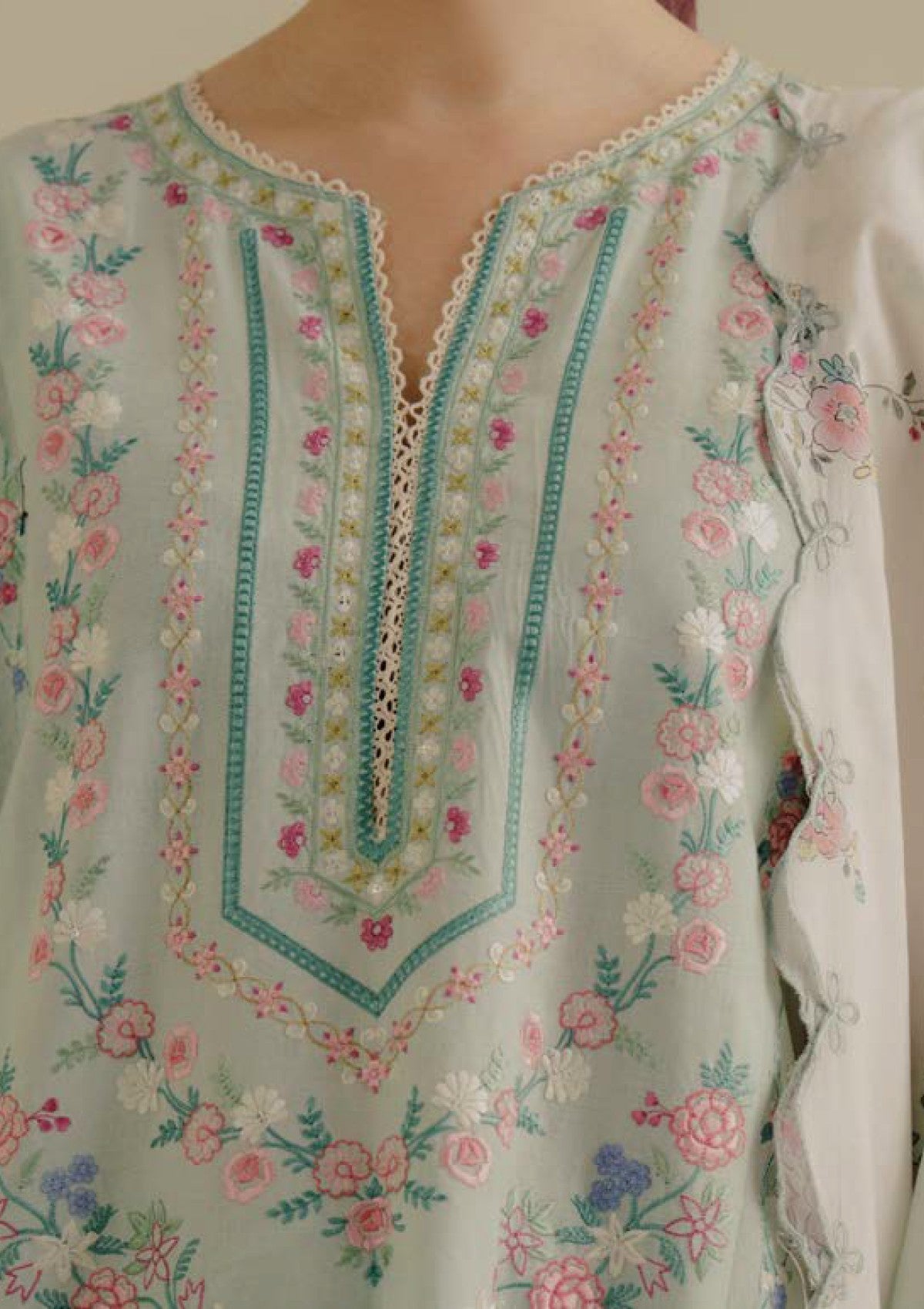 Lawn-3PC Embroidered Shirt with Digital Printed Jacquard Dupatta-1386