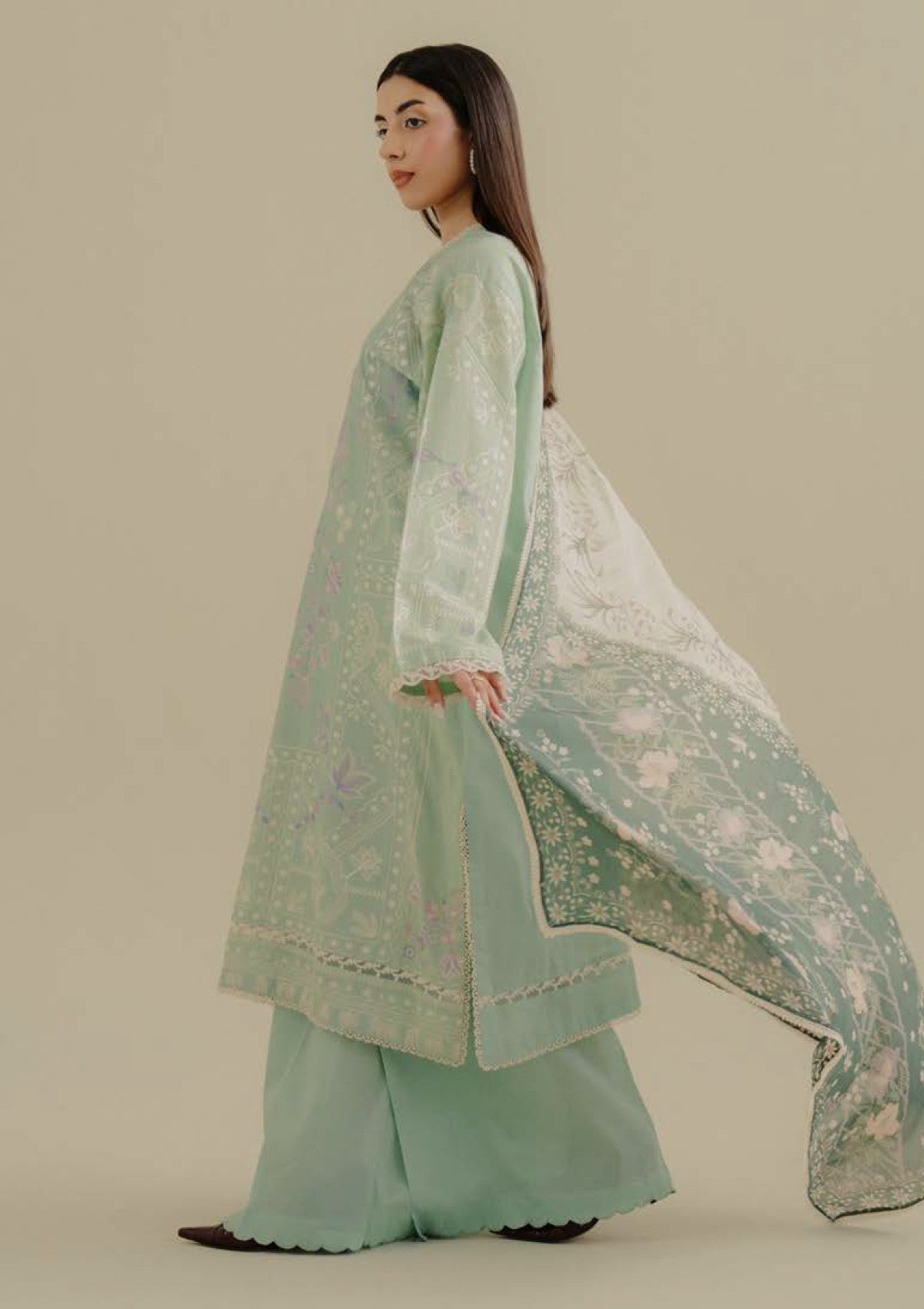 Lawn-3PC Embroidered Shirt with Digital Printed Jacquard Dupatta-1388