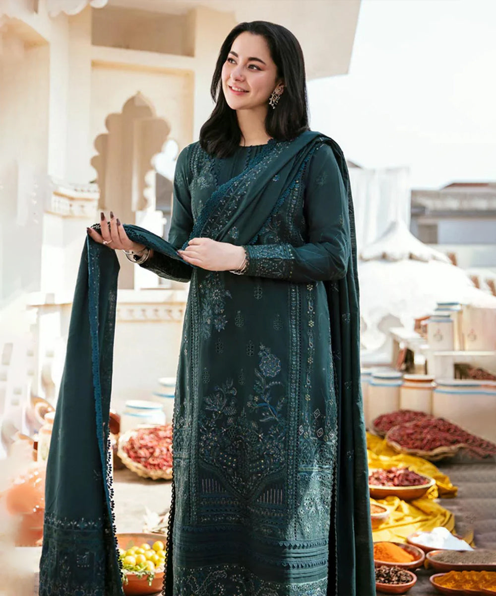 Dhanak-3PC Embroidered Shirt with Dhanak Sequins Embroidered Dupatta-3394