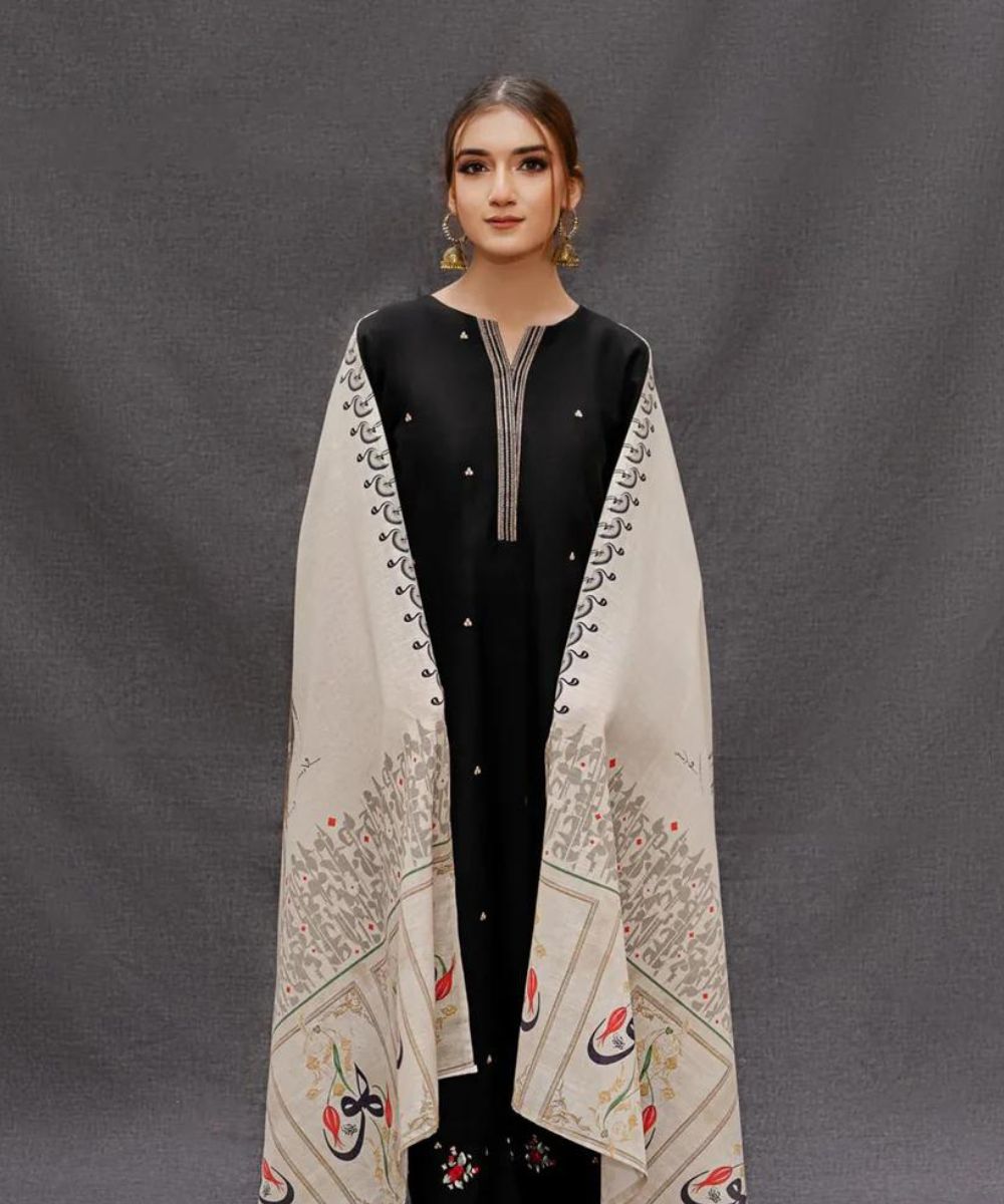 DHANAK 3PC EMBROIDERED SHIRT WITH DIGITAL PRINTED WOOL SHAWL-167