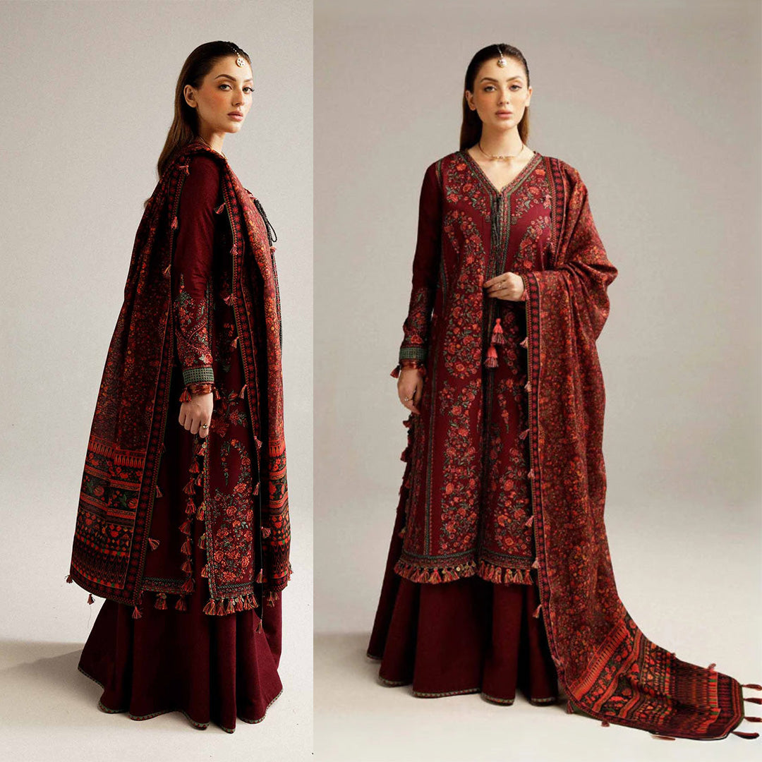 Hussain Rehar Dhanak 3PC Embroidered With Digital Printed Dupatta-172
