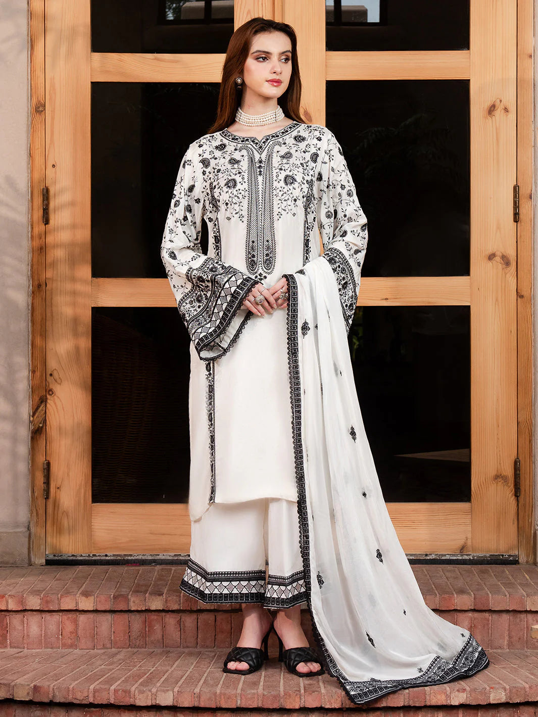 Faiza Faisal Dhanak 3PC Embroidered With Dhanak Embroidered Shawl-261