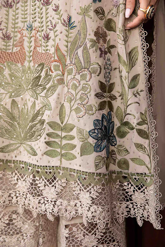 Dhanak-3PC Embroidered Shirt with Digital Printed Wool Shawl - 3391