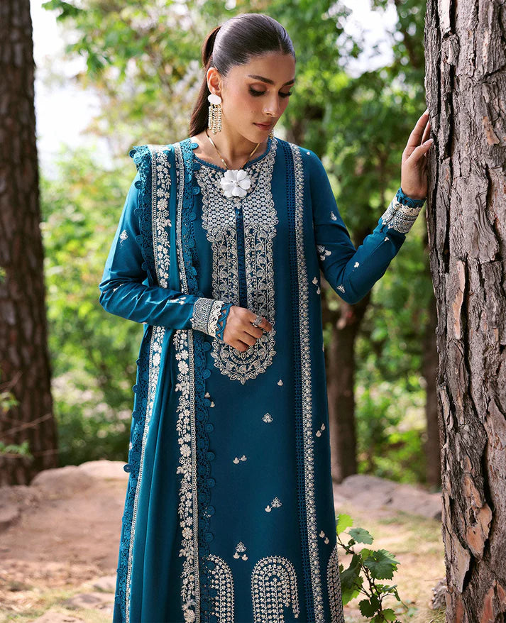Dhanak 3PC Embroidered Shirt with Dhanak Embroidered Dupatta-3374