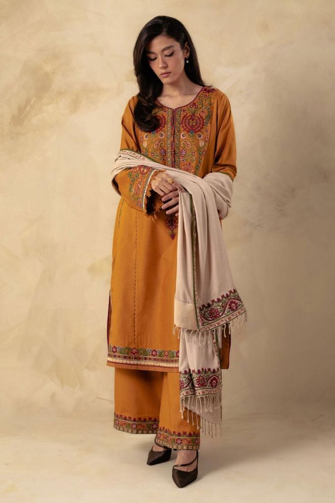 Zara Shahjahan Dhanak 3PC Embroidered-627