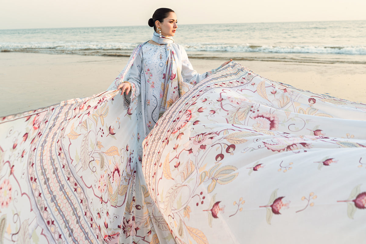 Lawn-3PC Embroidered Shirt with Digital Printed Jacquard Dupatta-1381