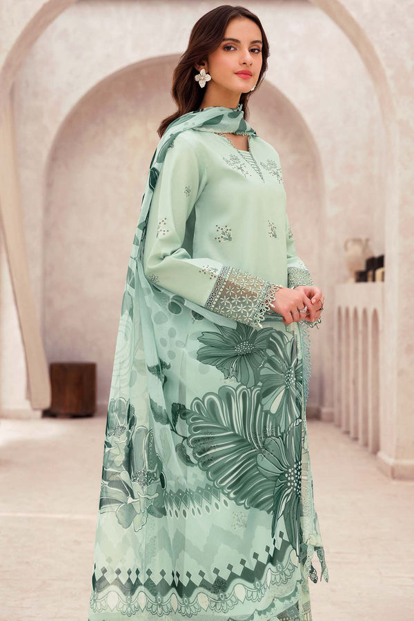 Dhanak-3PC Embroidered Shirt with Digital Printed Wool Shawl - 3279