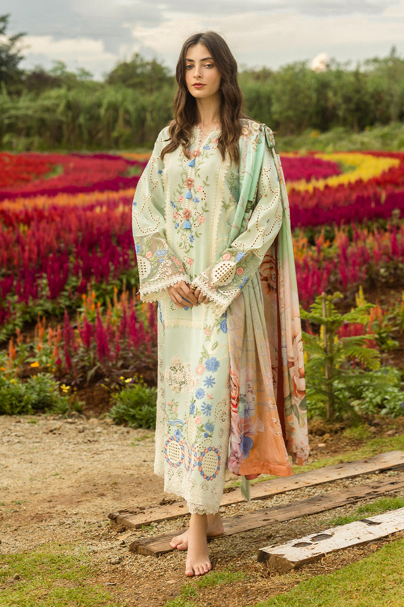 Lawn-3PC Embroidered Shirt with Digital Printed Jacquard Dupatta-1408