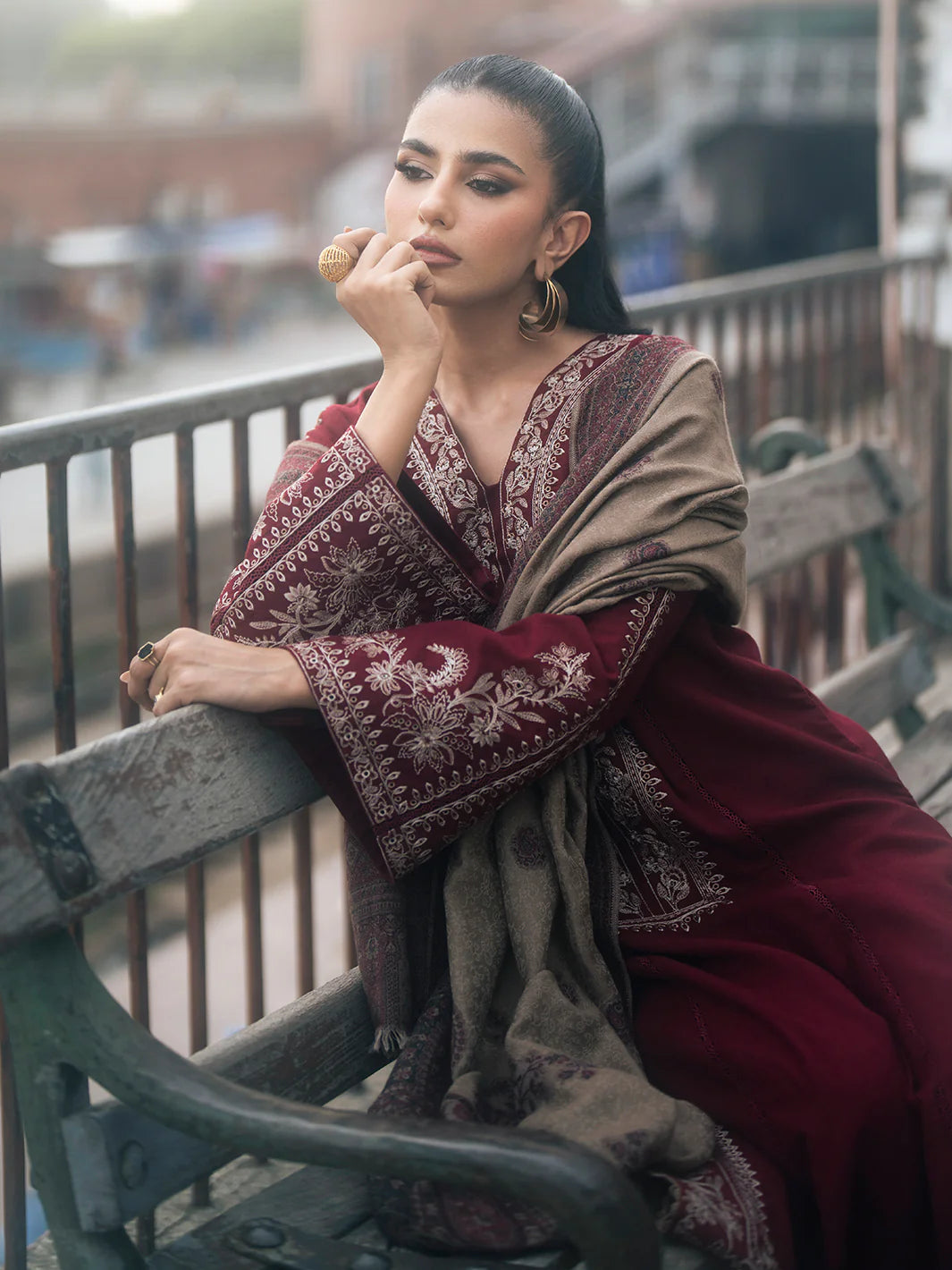 IZEL Dhanak 3PC Embroidered With Digital Printed Wool Shawl-258 Rs.5,199.00