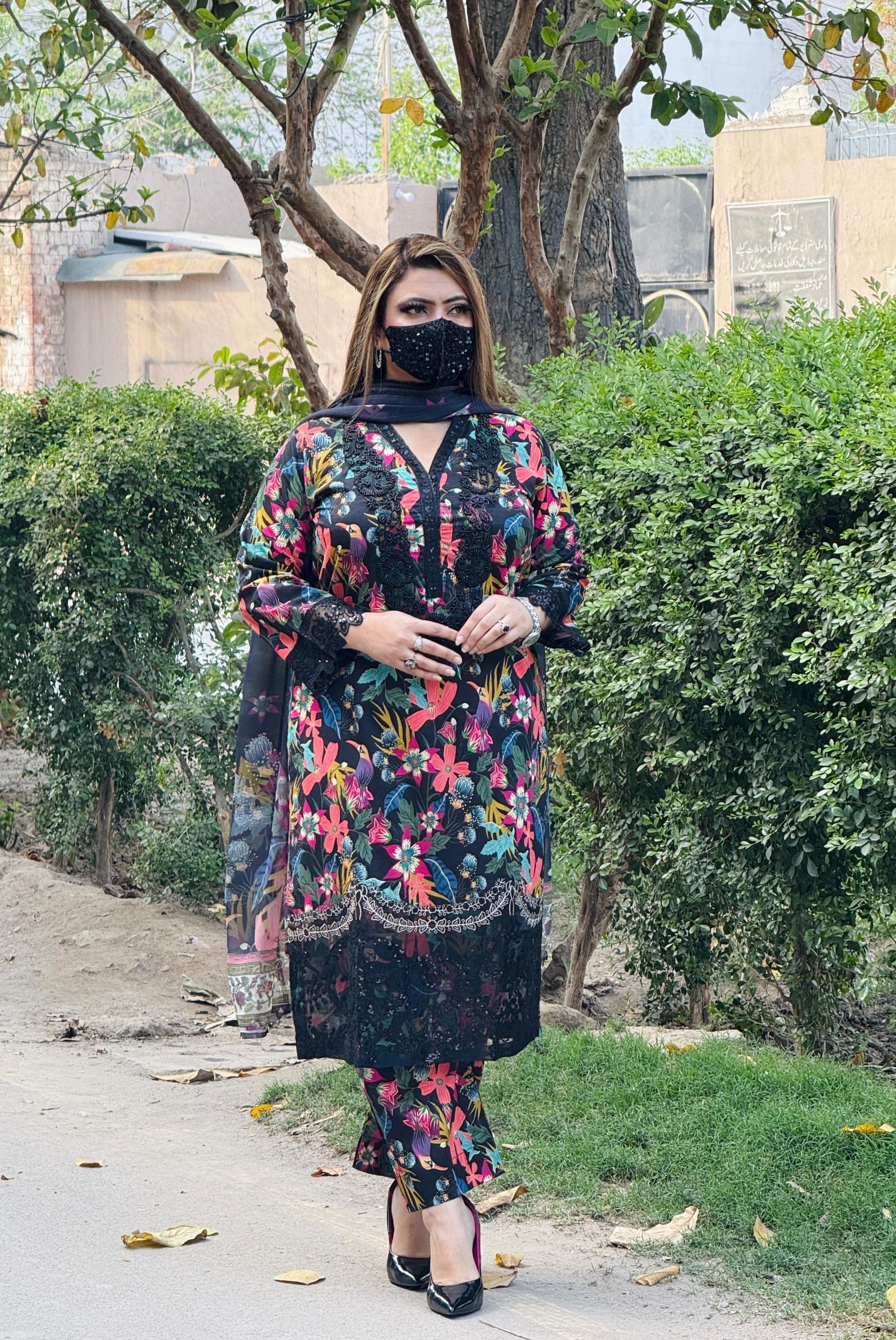 3PC KARANDI PRINTED SHIRT WITH KARANDI PRINTED DUAPTTA AND TROUSER -1707