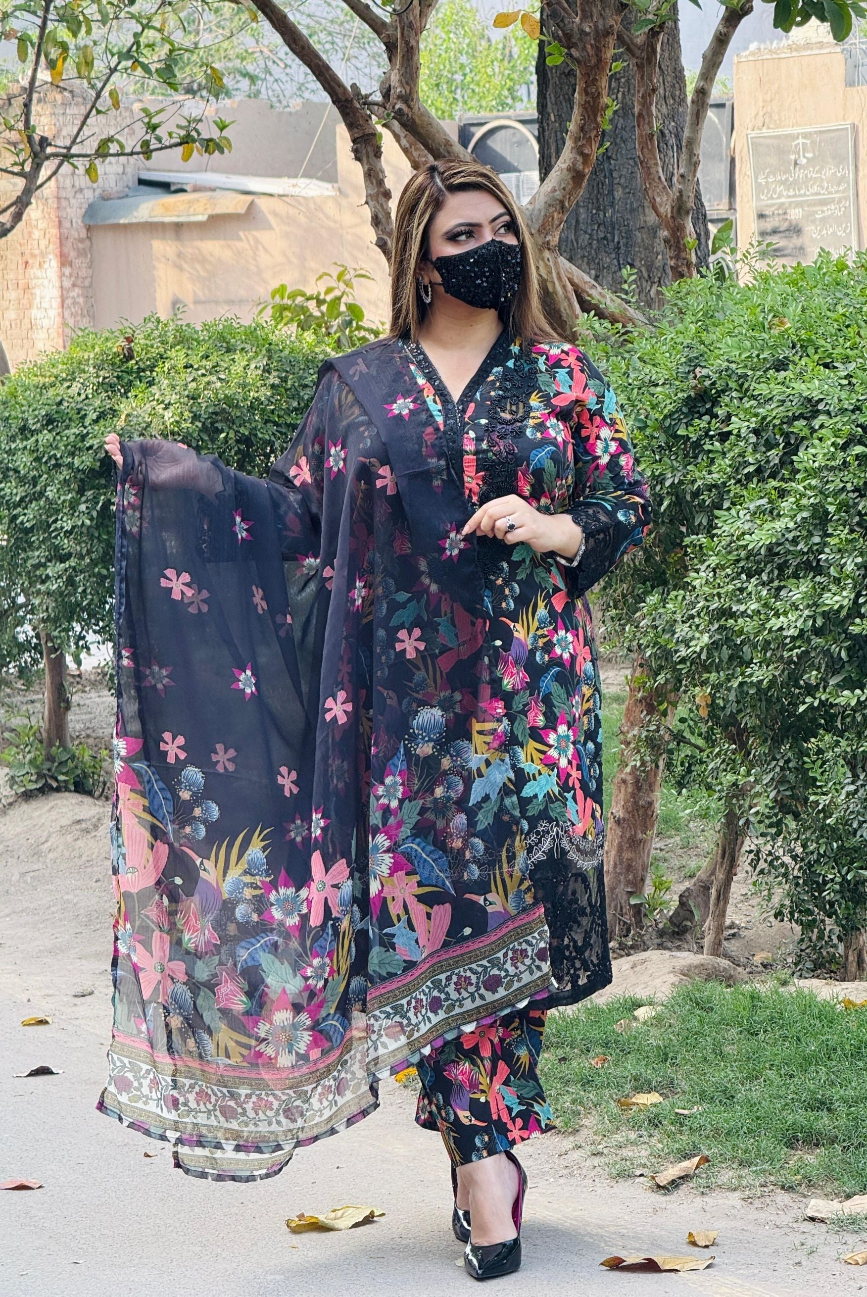 3PC KARANDI PRINTED SHIRT WITH KARANDI PRINTED DUAPTTA AND TROUSER -1707