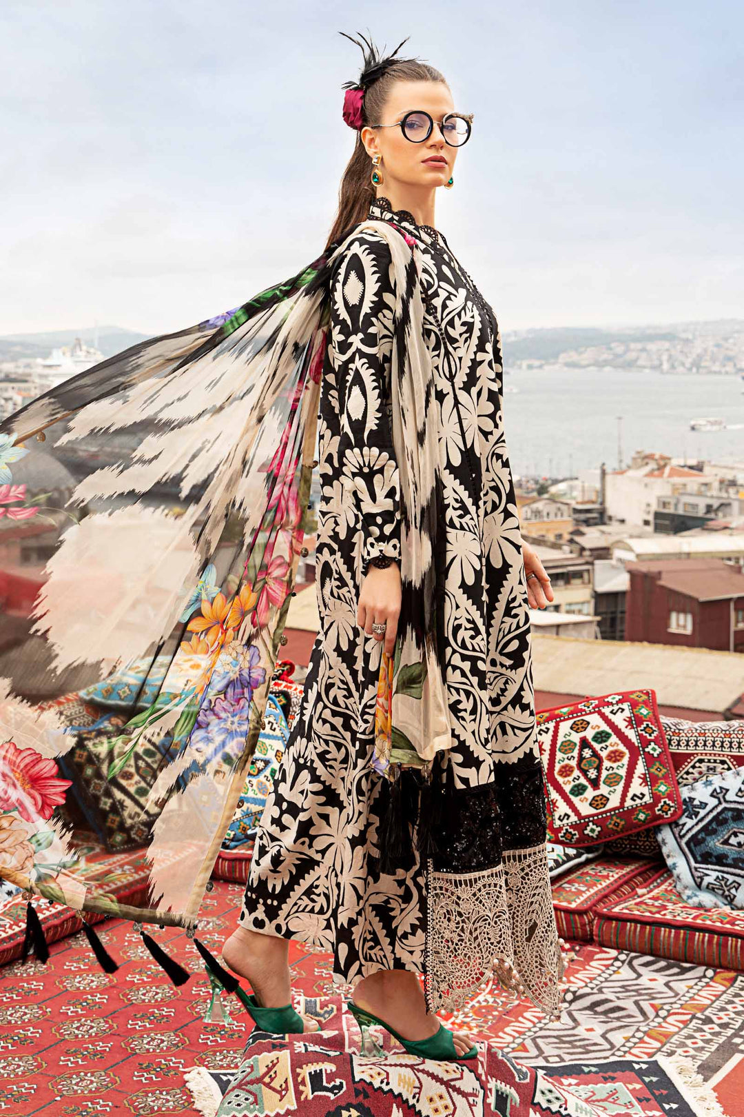 3PC KARANDI PRINTED SHIRT WITH KARANDI PRINTED DUAPTTA AND TROUSER -1708