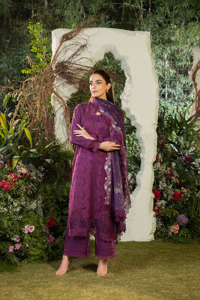 Dhanak-3PC Embroidered Shirt with Organza Digital Printed Embroidered Dupatta- 3381