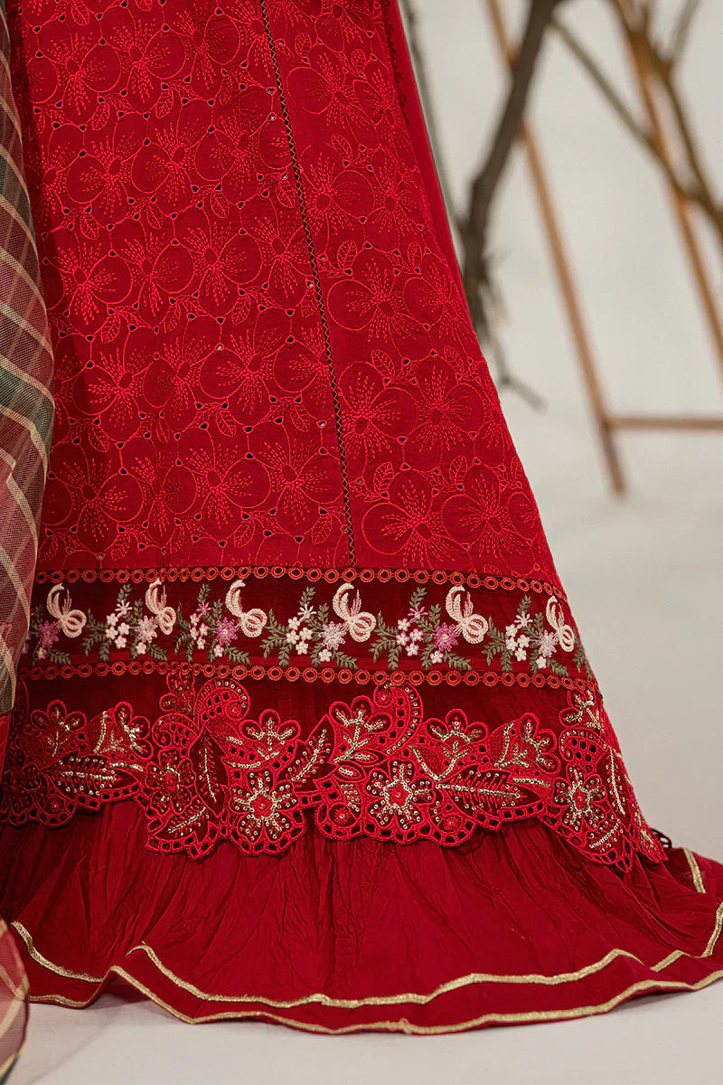 MUSHQ 3PC Chikankari Embroidered With Digital Printed Organza Dupatta-111