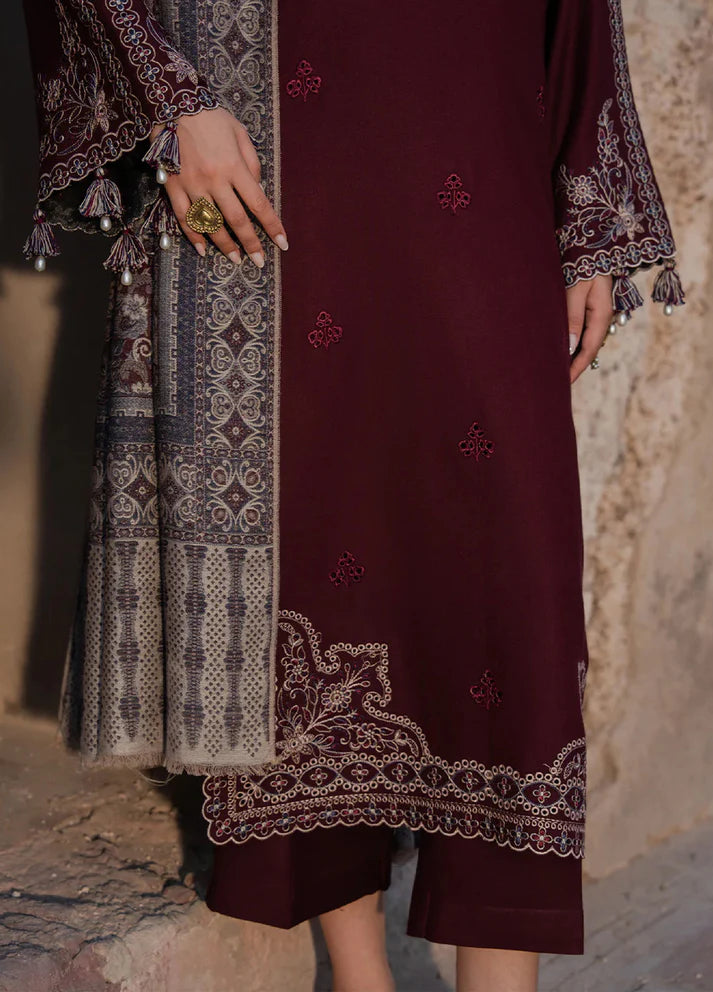 Dhanak-3PC Embroidered Shirt with Digital Printed Wool Shawl - 3537