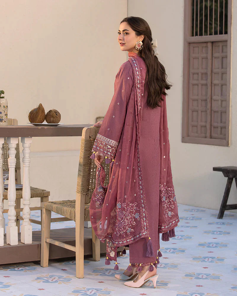 Dhanak-3PC Embroidered Shirt with Chiffon Embroidered Dupatta-3286