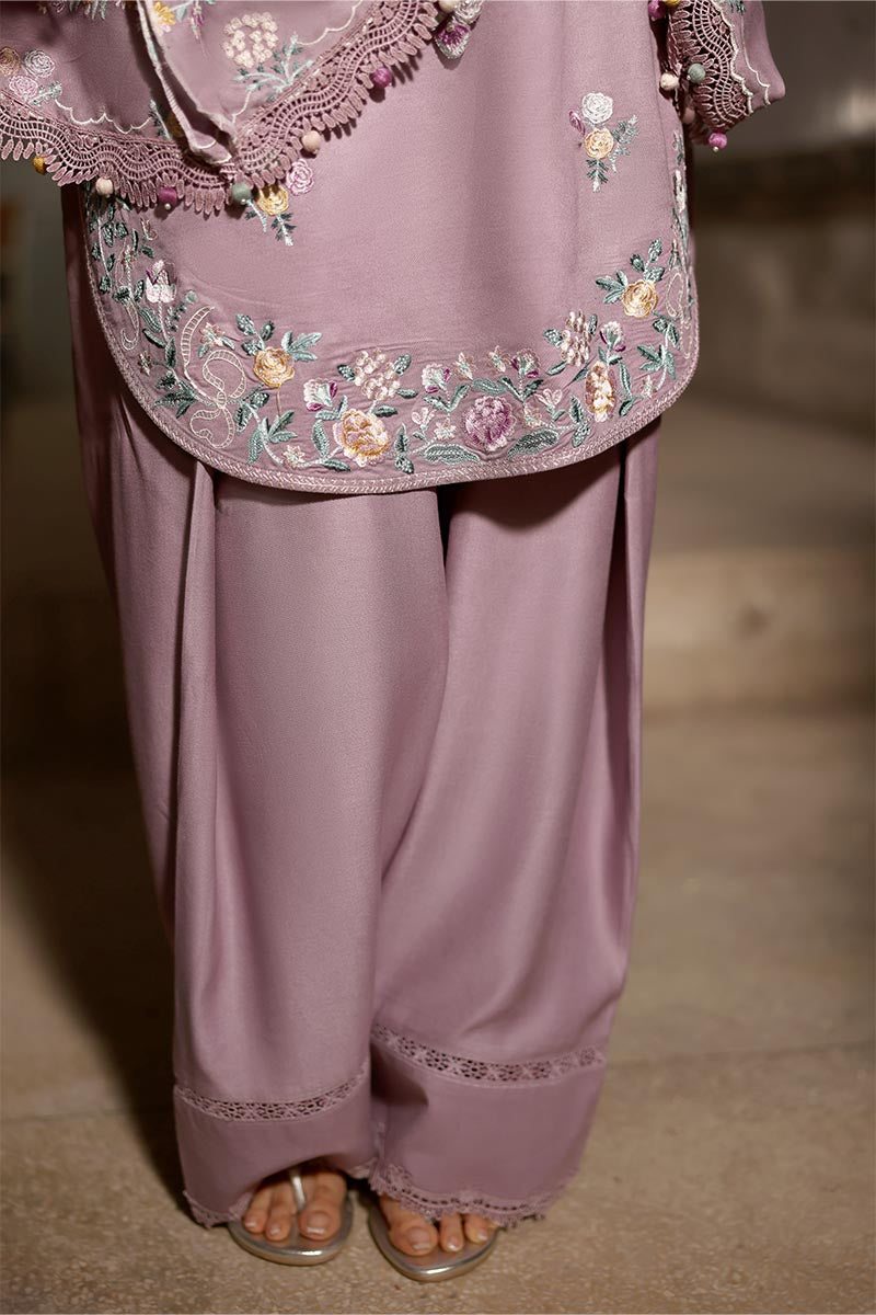 Dhanak-3PC Embroidered Shirt with Chiffon Embroidered Dupatta - 3557