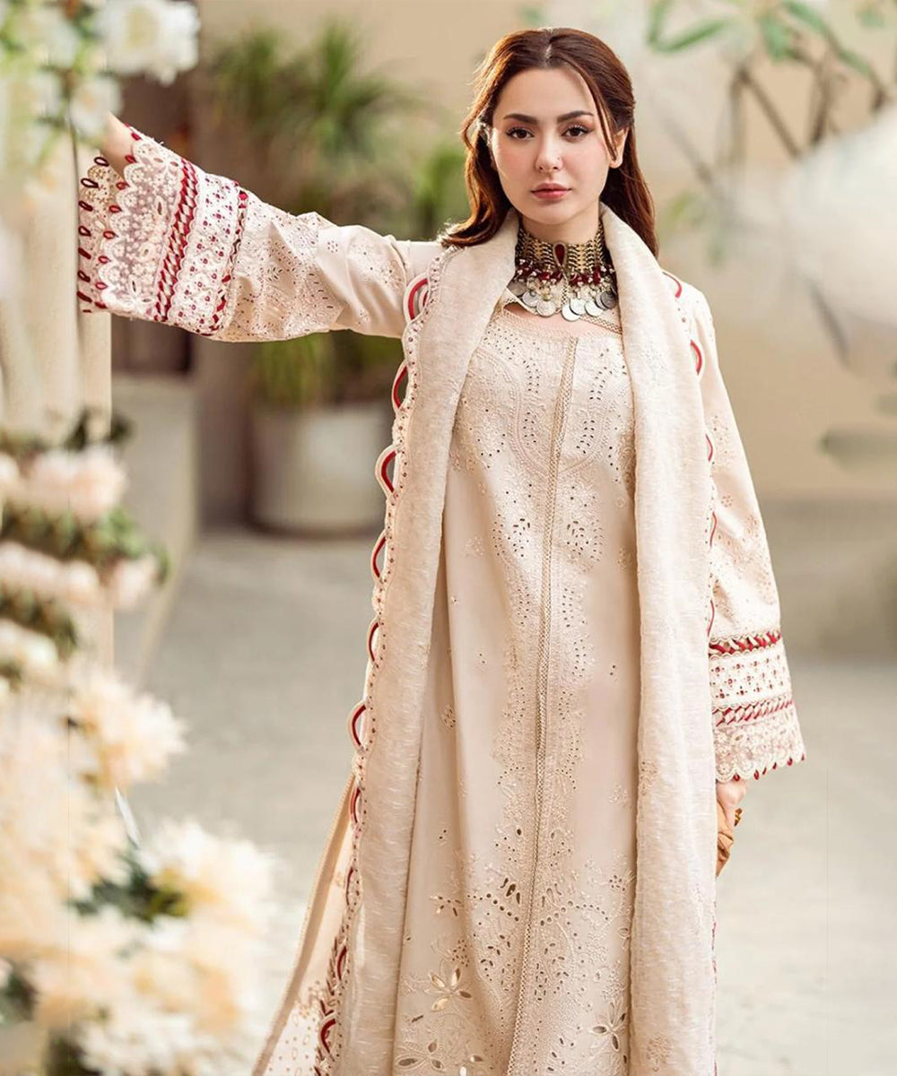 Lawn-3PC Embroidered Shirt with Organza Embroidered Dupatta-1357