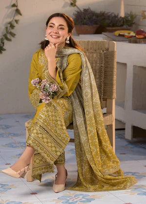 Lawn-3PC Embroidered Shirt with Digital Printed Jacquard Dupatta - 1324