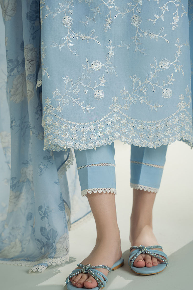 Lawn-3PC Embroidered Shirt with Digital Printed Jacquard Dupatta-1366