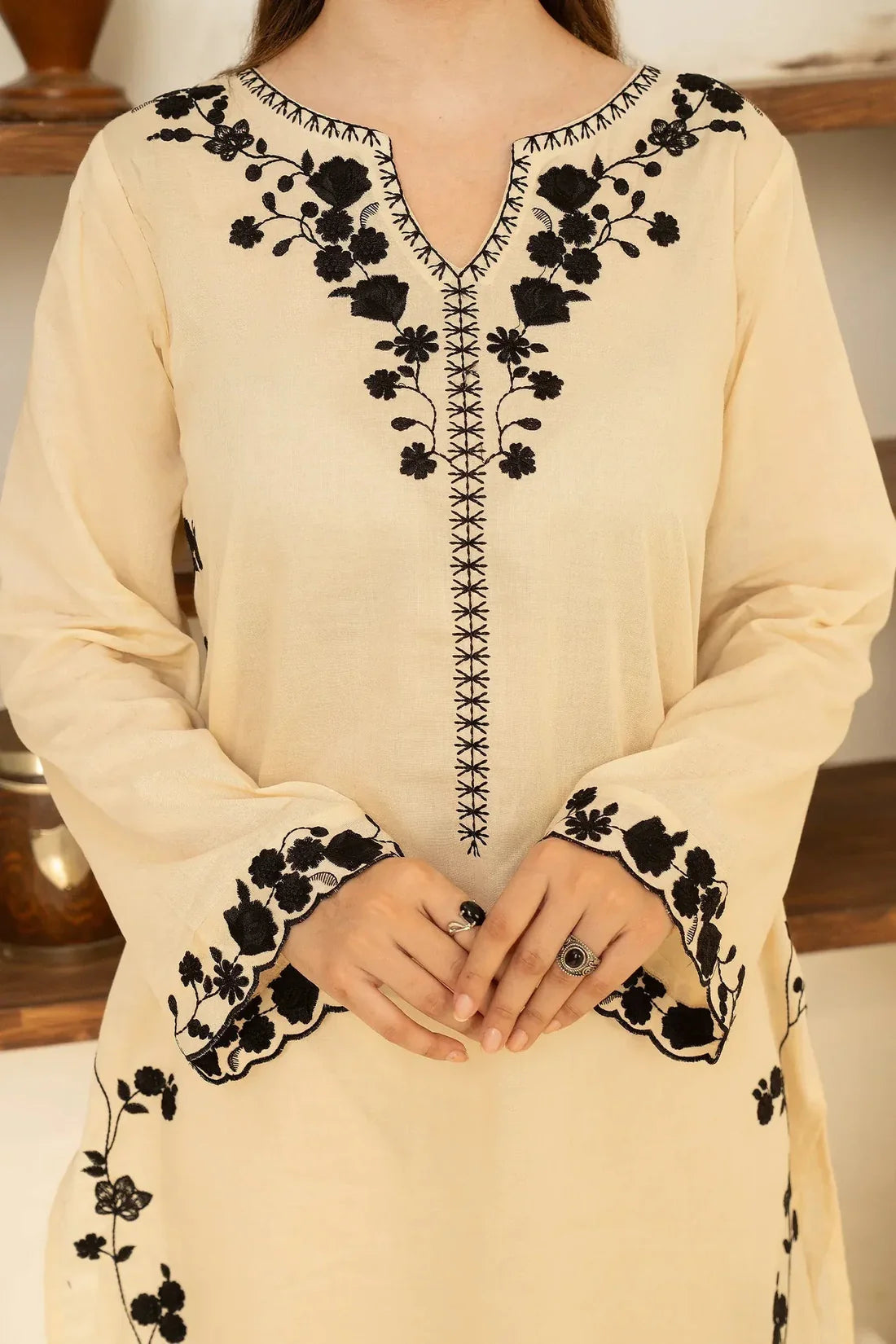 Dhanak-3PC Embroidered Shirt with Chiffon Embroidered Dupatta - 3510