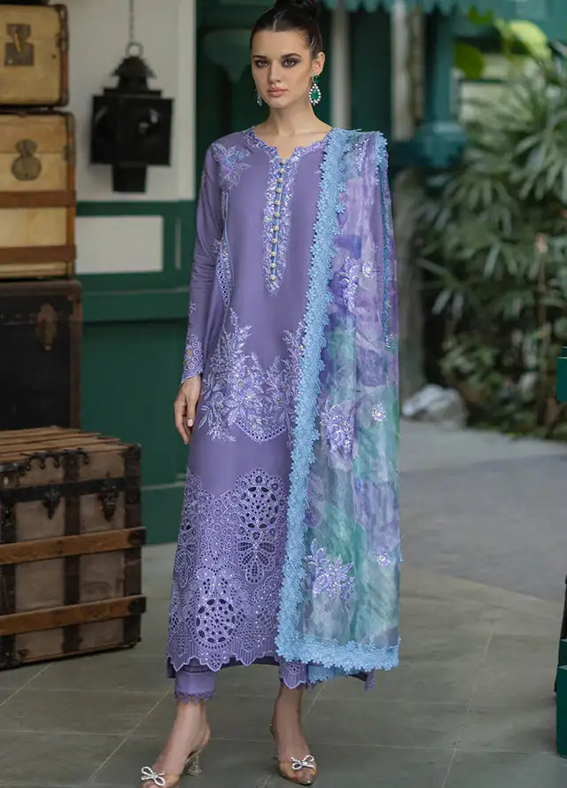 Dhanak-3PC Embroidered Shirt with Digital Printed Wool Shawl -3291